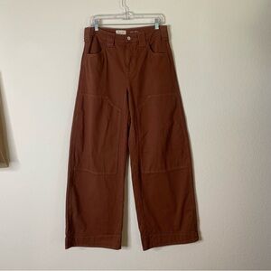 Anthropologie Pilcro Puddle Curve Wide-Leg Pants in a rust color 29